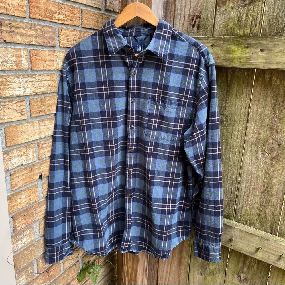 GAP Men's Casual Blue Flannel Shirt